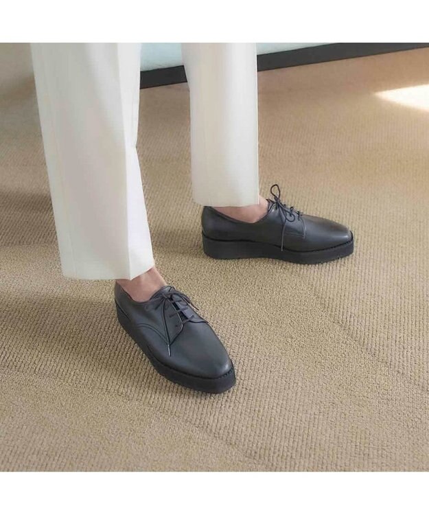 MODE ET JACOMO <carino>【レイン対応】レースアッププラットフォーム ブラック