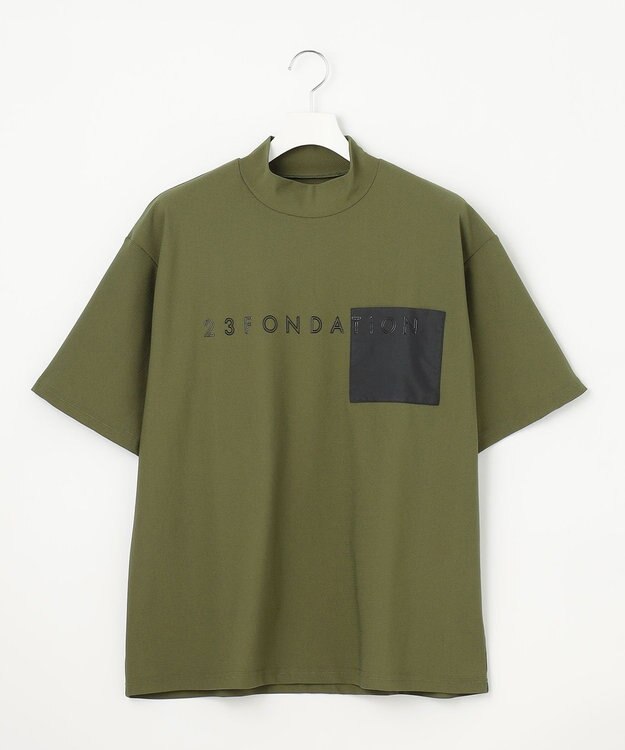 23区GOLF 【23Fondation/MEN】ストレッチメッシュ モック カーキ系