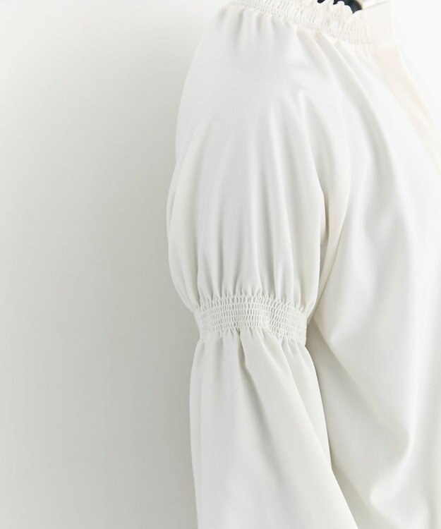 #Newans 【洗濯機可/しわになりにくい】シャーリングネック ボリュームスリーブブラウス オフ