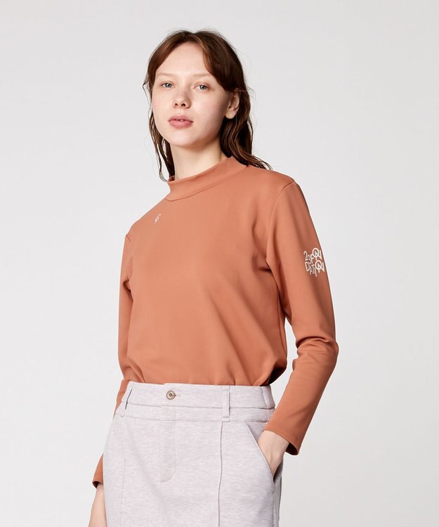 23区GOLF カラバリ豊富な8色展開【23Fondation/WOMEN】長袖 モックネックシャツ キャメル系