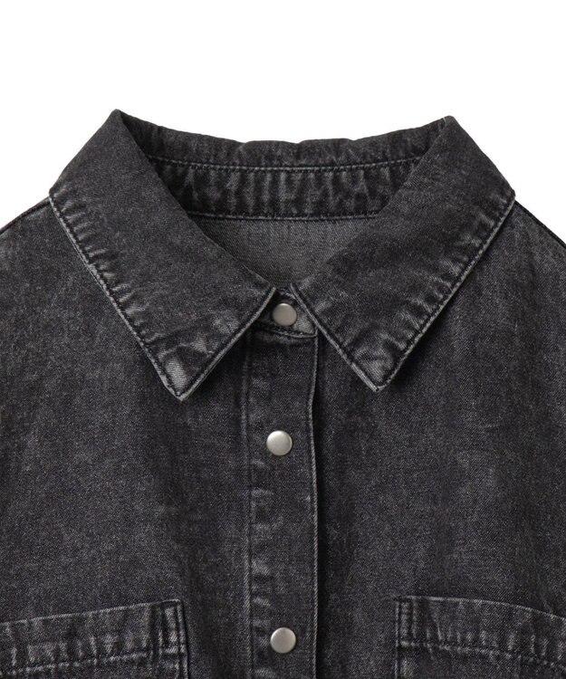 WEGO ヴィンテージウォッシュデニムショートシャツ ブラックその他
