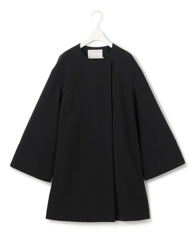 ICB L TaPeダブルクロス ノーカラーコート ブラック系