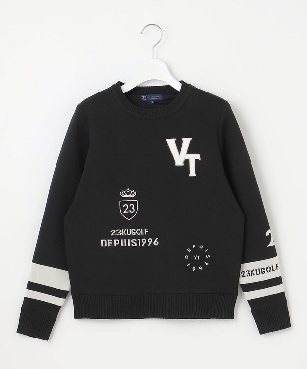 23区GOLF 【WOMEN】【ウォッシャブル】グラフィックダブルジャガードニット ブラック系