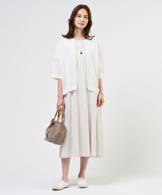 J.PRESS LADIES SHEER LIGHT KNIT ブルゾン オフホワイト系