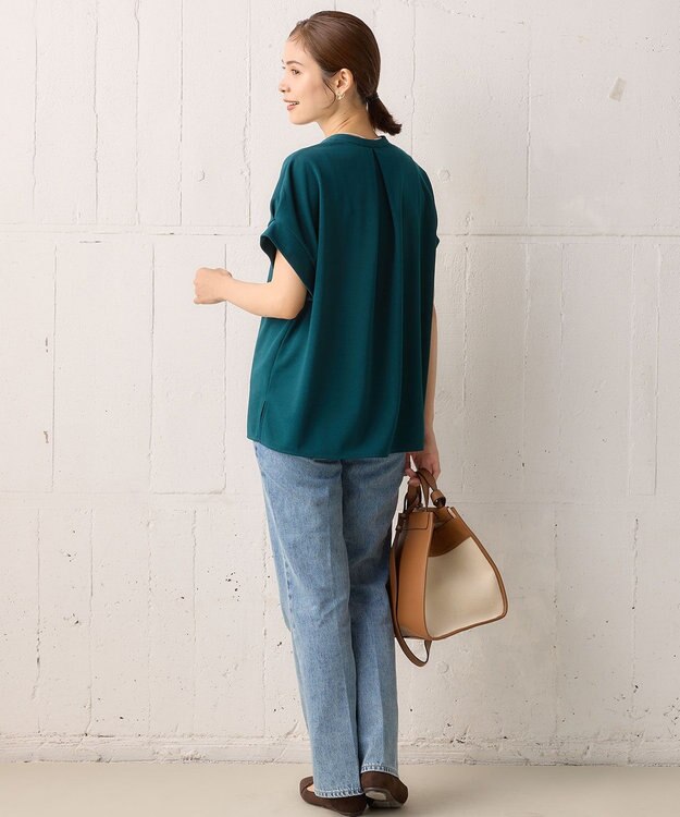 組曲 【WEB限定】ライトジョーゼットスキッパー ブラウス ダークグリーン系