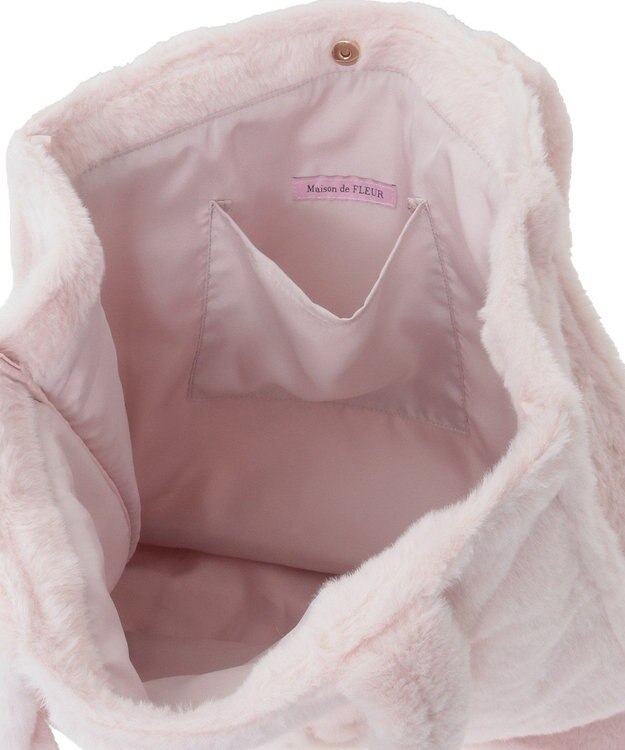 Maison de FLEUR ファーブランドロゴ刺繍スクエアトートバッグ Light Pink