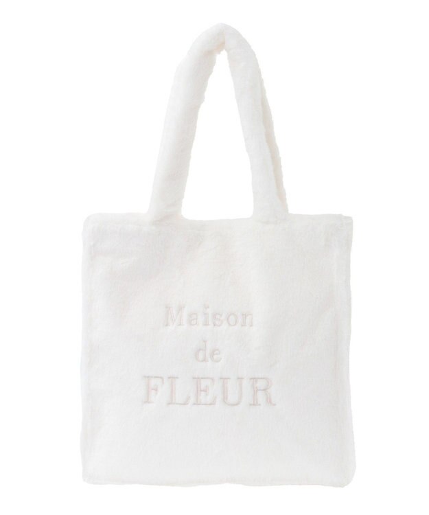 Maison de FLEUR ファーブランドロゴ刺繍スクエアトートバッグ Ivory