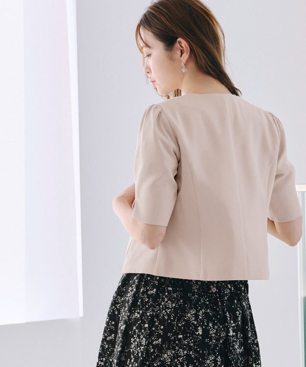 Tiaclasse 【洗える】ビジューボタン半袖ジャレロ ベージュ