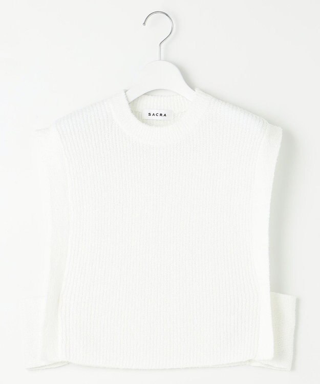 23区 【SACRA】コットンナイロンブークレ ポルカリブ ニット ホワイト系