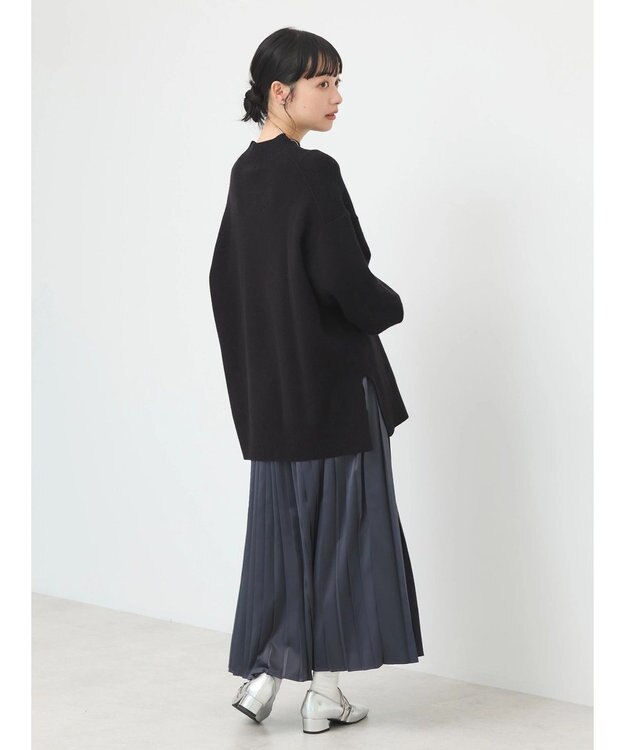 earth music&ecology サテンプリーツスカート Charcoal Gray