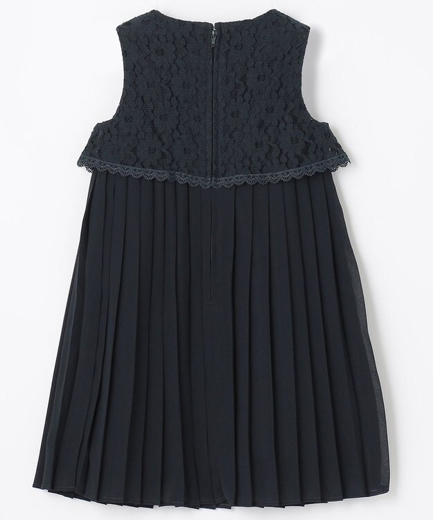 組曲 KIDS 【110-140cm】シフォンプリーツコンビ ワンピース ネイビー系