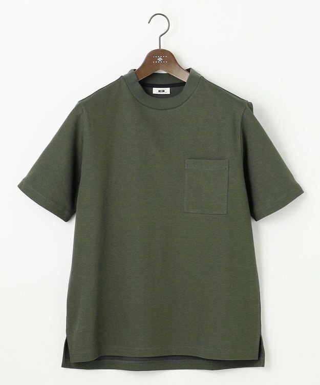 JOSEPH ABBOUD 【キングサイズ・衣服内温度調節機能/接触冷感/JAPANファブリック】コンフォーマーミラノリブ モックネック Tシャツ カーキ系