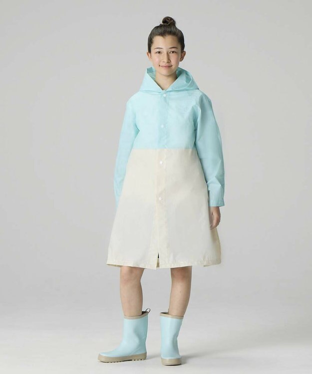 BEAMS SCHOOL シームレスレインコート サックス