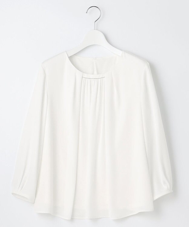 23区 S 【洗える】シルキーデシン ギャザー カットソー ホワイト系