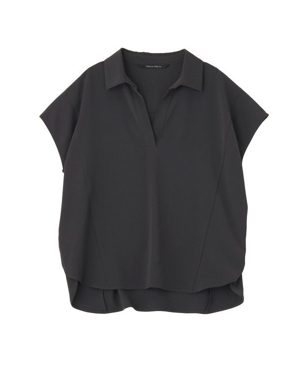 YECCA VECCA 【接触冷感】COOLスキッパーブラウス Charcoal Gray