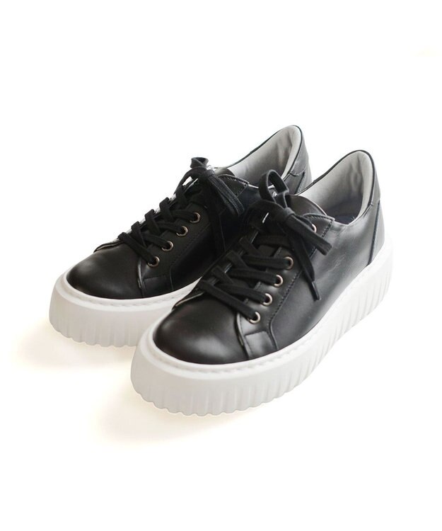 Pointer 日本製 レースアップ厚底スニーカー ブラック