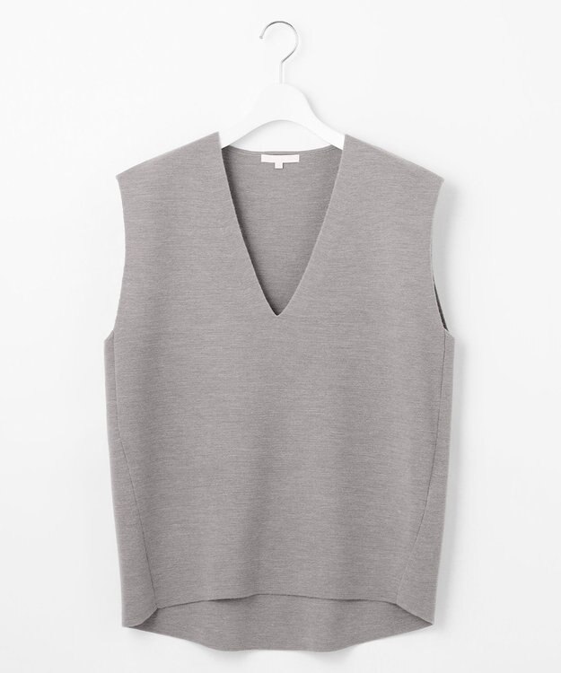 自由区 S 【セットアップ対応・洗える】ウールミラノニット ベスト ライトグレー