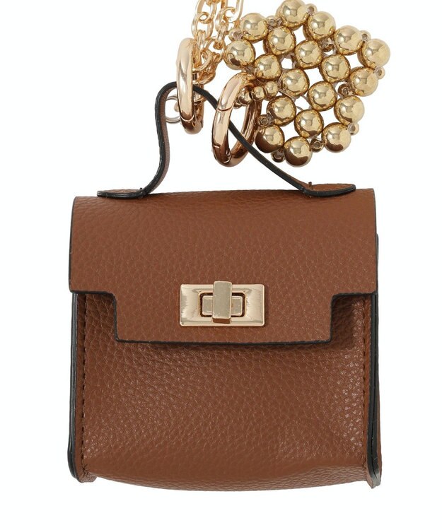 earth music&ecology マイクロミニバッグメタルハートチェーンチャーム Camel