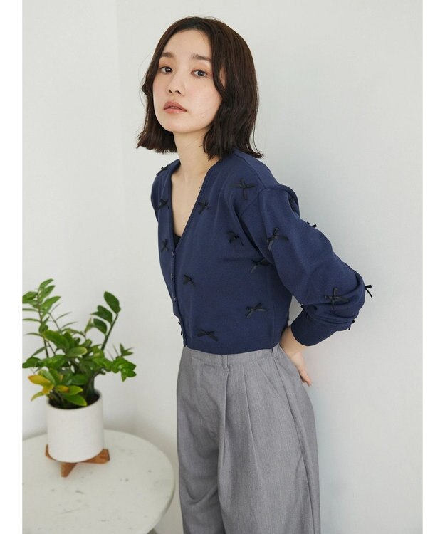 Green Parks ・ＡＮＤ　ＳＥＡＲＣＨ　メニーリボンカーディガン Navy
