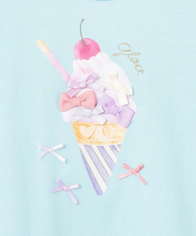 ANY KIDS 接触冷感 しろくま オフショルダー Tシャツ ライトブルー×アイス