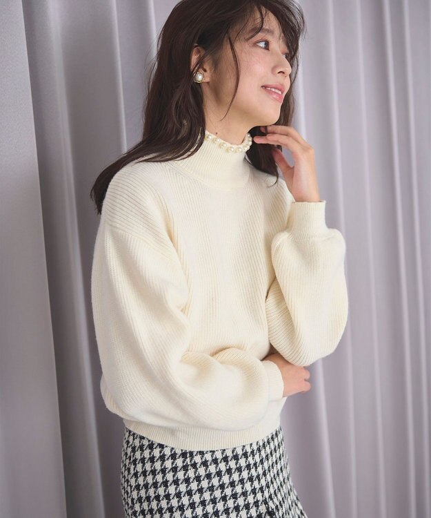 Feroux パール襟 ニット ホワイト系