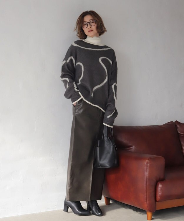 WEGO 【25年秋冬新作】ニュアンスライン配色プルオーバー ブラック中濃色