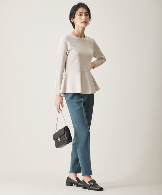 ICB 【洗える】シンセティックヤーン ペプラムニット トープ系