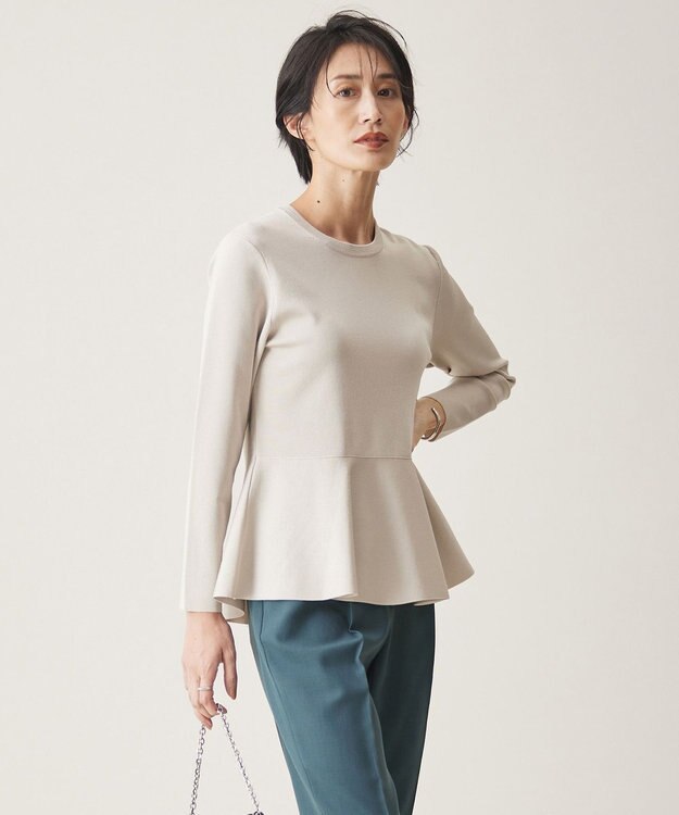 ICB 【洗える】シンセティックヤーン ペプラムニット トープ系