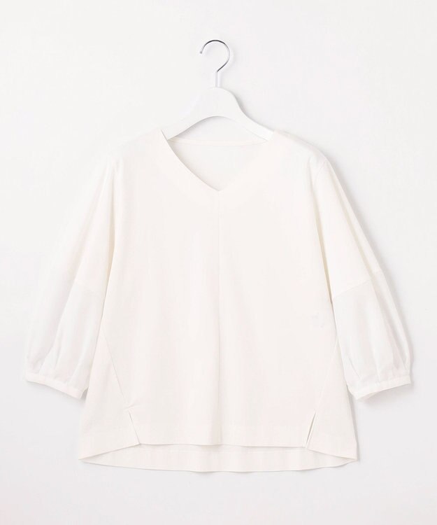 自由区 【洗える】エッセンシャルポンチ Vネックカットソー アイボリー系