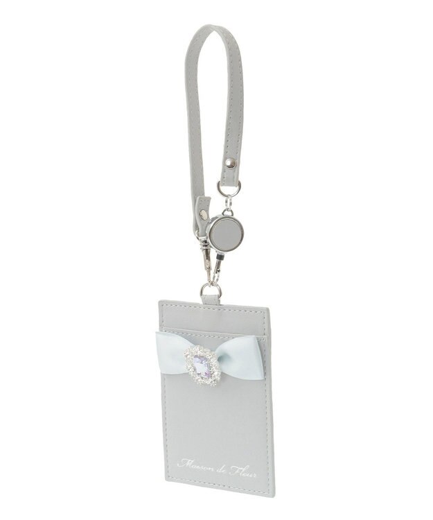 Maison de FLEUR リール付きビジューリボンパスケース Light Blue