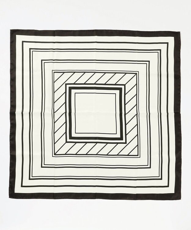 ICB BOXストライプパターンスカーフ ブラック系