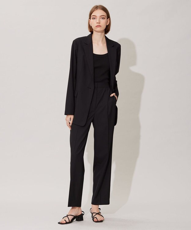 ICB 【洗える】 サマーウールトロ ストレートパンツ ブラック系