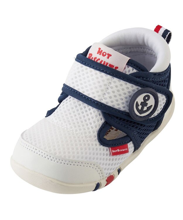 MIKI HOUSE HOT BISCUITS 【12-13cm】ダブルラッセル サマーファーストベビーシューズ 紺