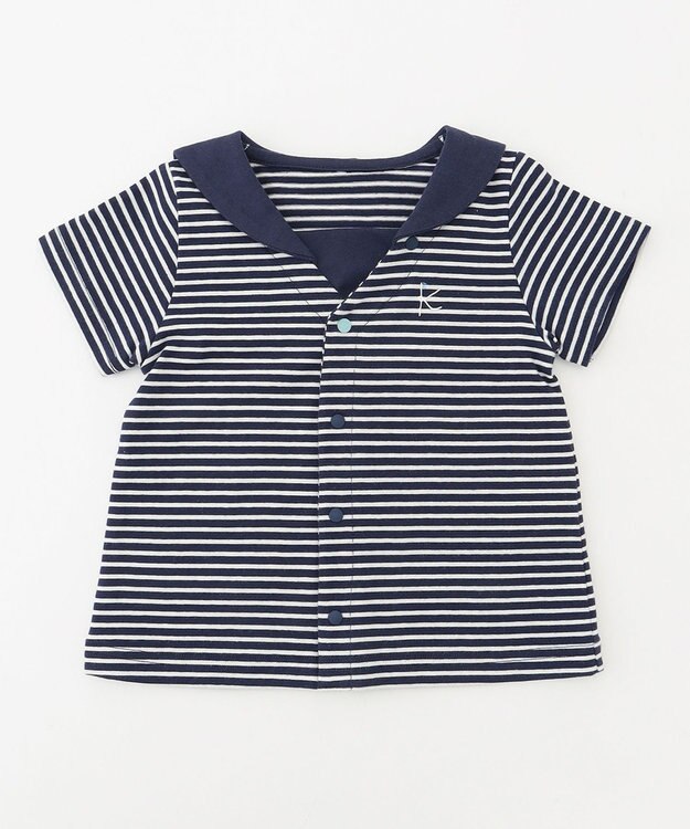 組曲 KIDS 【80-90cm】セーラーボーダー セットアップ ネイビー系1