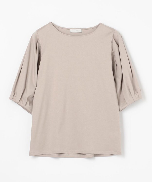 ANY 【WEB限定・接触冷感】シルケットスムース ギャザーパフスリーブトップス グレージュ