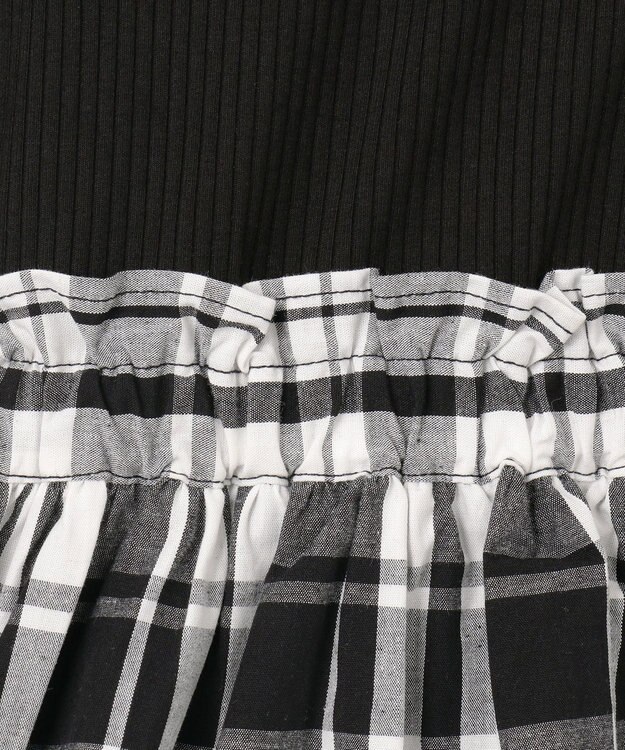 ANY KIDS チェック ドッキングワンピース ブラック