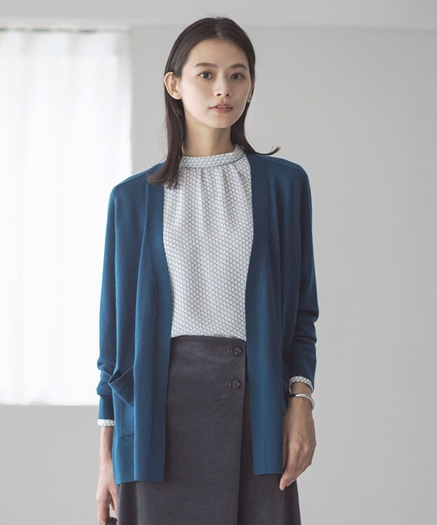 J.PRESS LADIES 【着丈が選べる・洗える】KNIT BASIC ロングカーディガン グリーン系