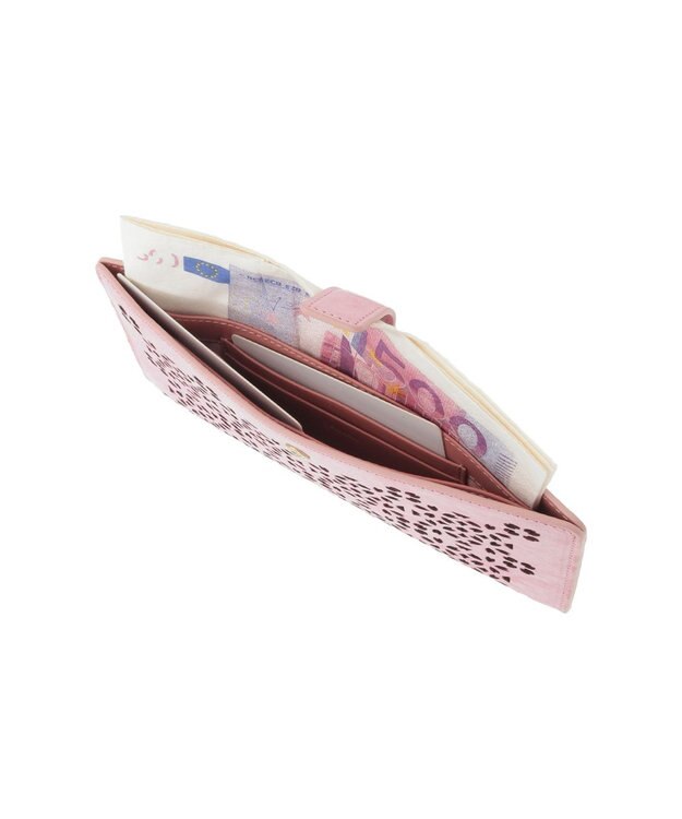 genten 【新色】フラッターカットワーク 長財布 サクラピンク