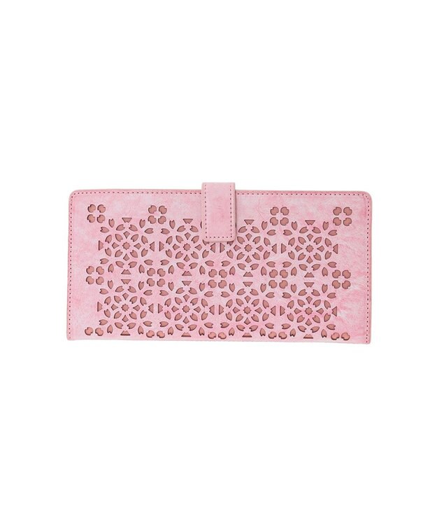 genten 【新色】フラッターカットワーク 長財布 サクラピンク