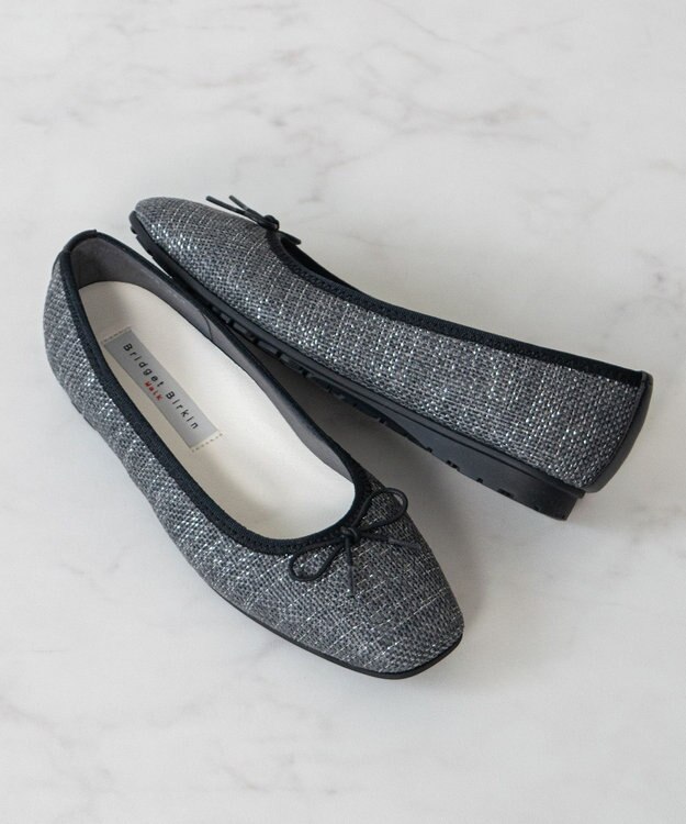 Bridget Birkin ＜3E＞【Bridget Birkin Walk】ラメパナマ調バレエパンプス グレー雑材