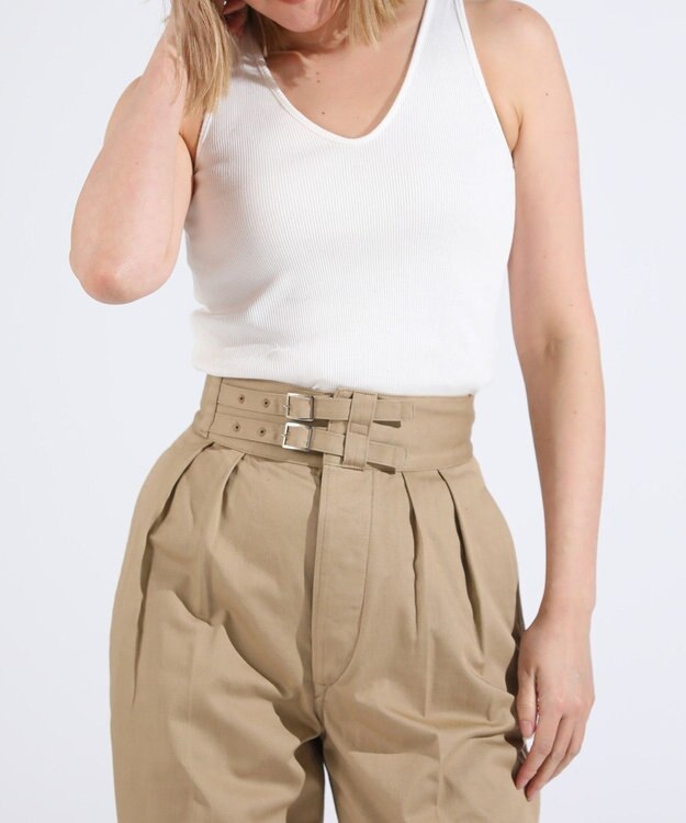 LENO BACK TO FRONT TANK TOP　前後着用可能テレコタンクトップカットソー WHITE