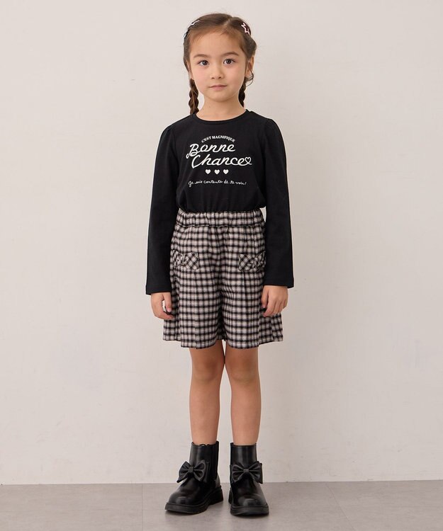 ANY KIDS チェック柄 ショートパンツ ブラック×チェック