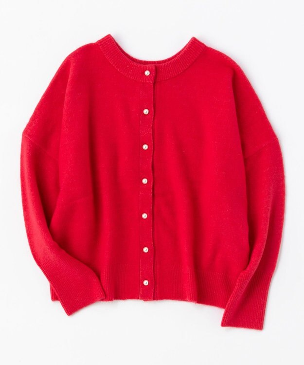 UNFILO 【新色追加/洗える】ふわふわニット パールボタンカーディガン マゼンタ