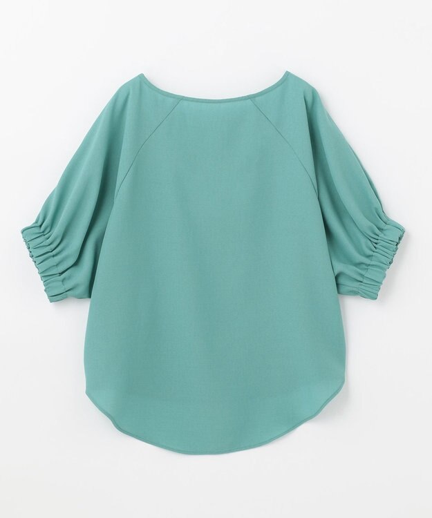 ANY 【洗える】デザインスリーブとろみ ブラウス ターコイズ
