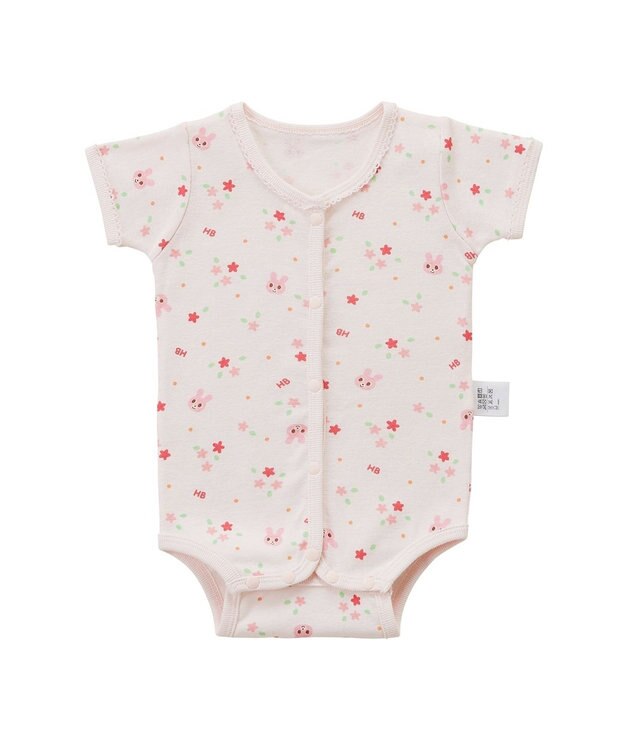 MIKI HOUSE HOT BISCUITS 【60-70cm】 半袖ボディシャツ(前開き) ピンク