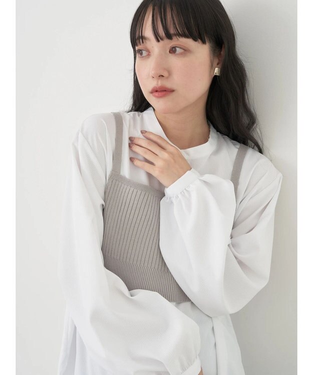 earth music&ecology ＳＥＴ２点ニットビスチェ＋ノーカラーシャツ Off White