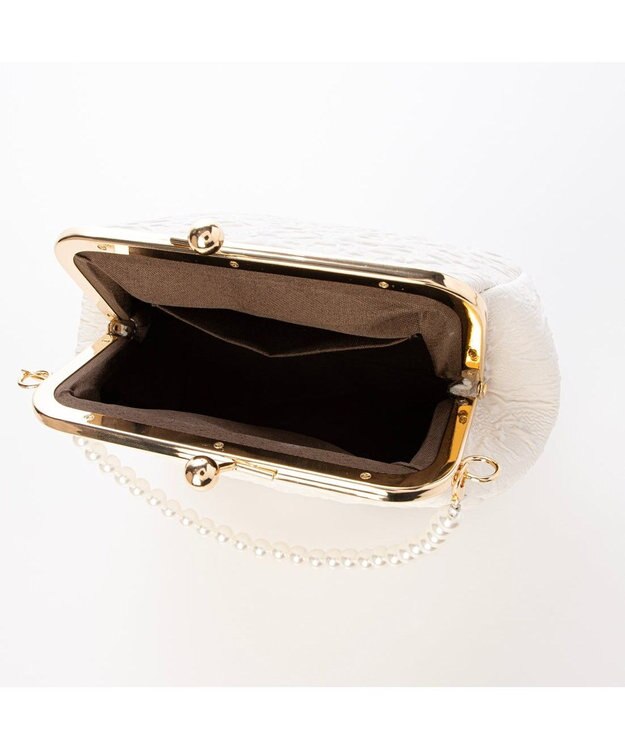 UNBILLION カシュカシュ cachecache / 2wayパールハンドル付きがま口パーティバッグ ホワイト