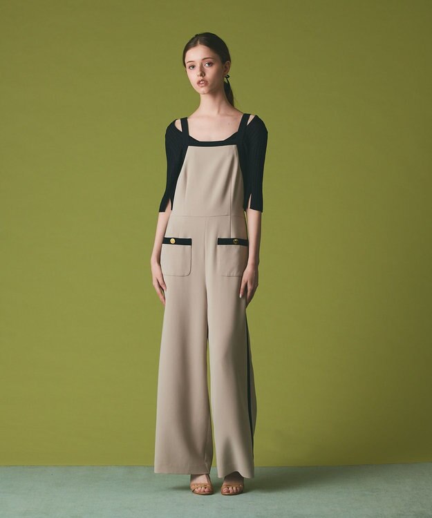 GRACE CONTINENTAL トリアセバイカラーサロペット ベージュ