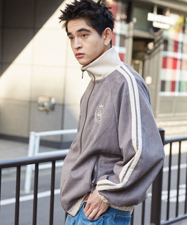 WEGO フェイクスウェードライントラックジャケット ブラック中濃色