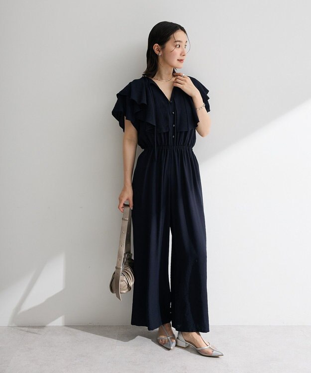 Green Parks 衿フリルオールインワン Dark Navy